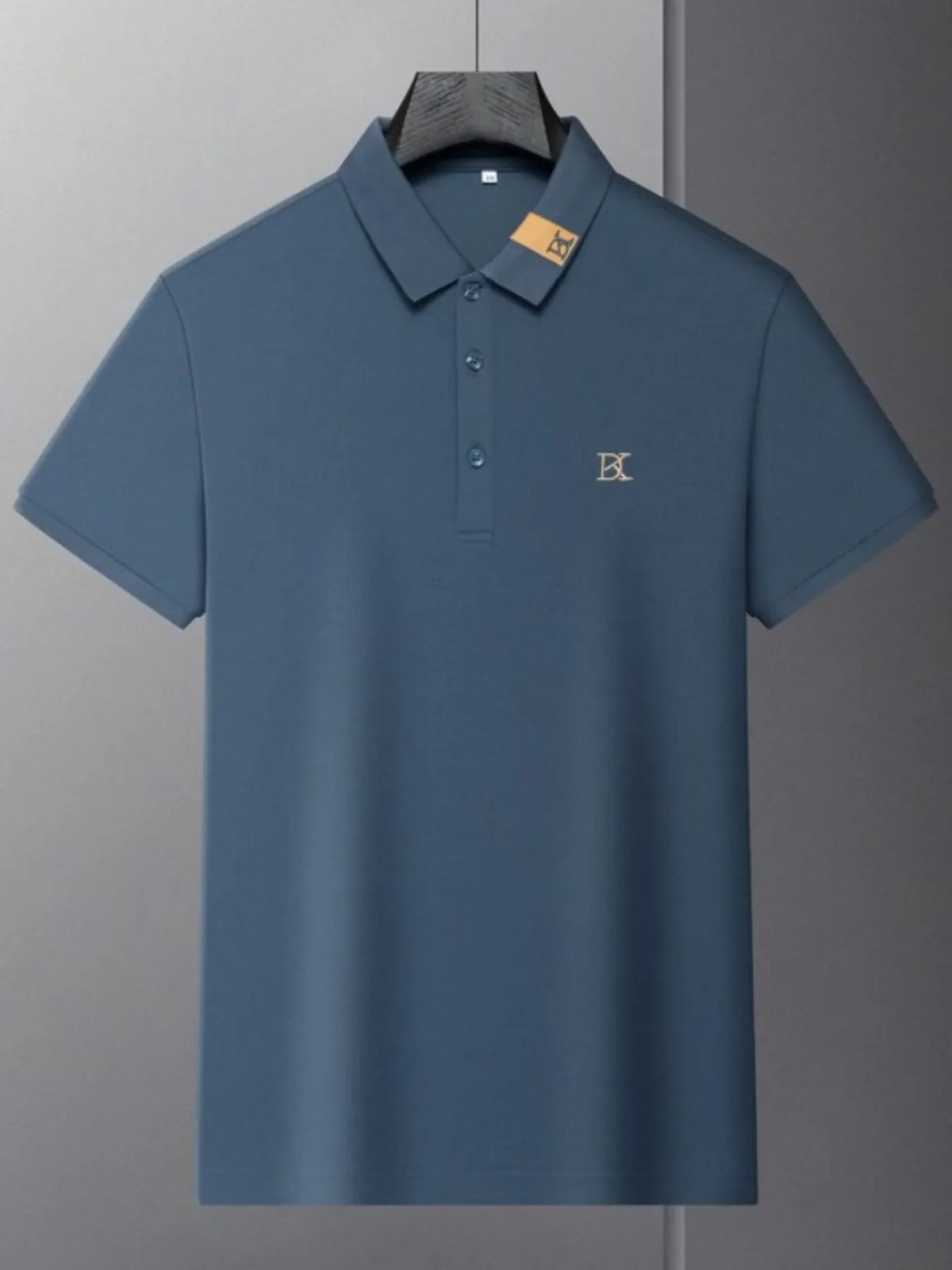 Men's Plus Size Short Sleeve Polo with Embroidered Accents