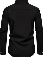 Men's Button-Down Shirt with Checkered Contrast Trim