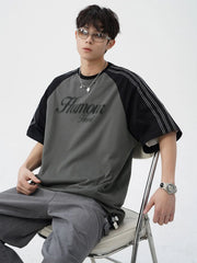 Men's Letter Round Neck Half Sleeve T-Shirt