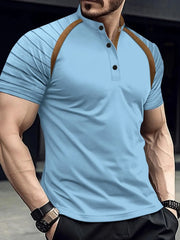 Full Size Men's Button Accent Polo Tee â€?Short Sleeve