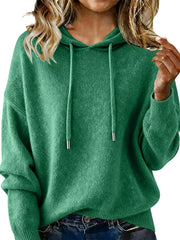 Drawstring Long Sleeve Hooded Sweater