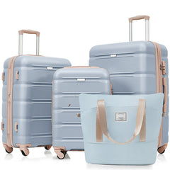 4-piece Luggage Set, 20 Inches With USB Port, Expandable ABS Durable Suitcase With Travel Bag, Cup Holder, ABS Hard Shell Luggage With Rotating Wheels- FREE USA SHIPPING