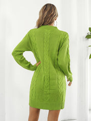 Cozy Cable-Knit Round Neck Sweater Dress