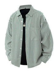 Men's Plus Size Striped Casual Long Sleeve Shirt