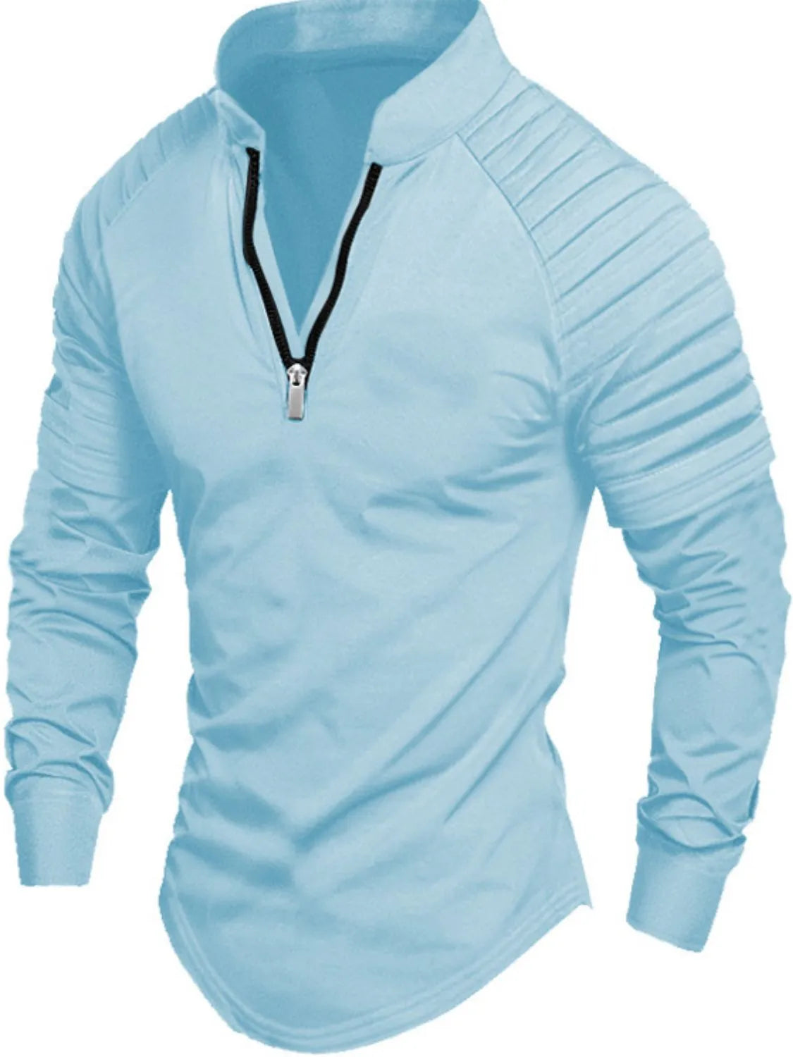 Men's Full Size Zip Neck Long Sleeve Polo â€?Extended Sizes Available