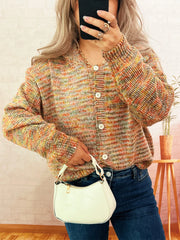 Multi-Colored Knit Button-Down Cardigan