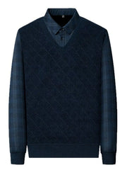 Plus Size Men's Layered-Style Long Sleeve Polo Shirt