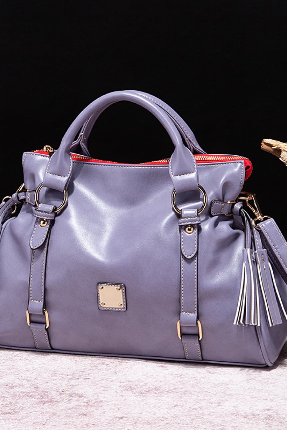 Chic PU Leather Handbag with Tassel Accents