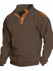 Men's Full Size Quarter Snap Long Sleeve Top Plus Size