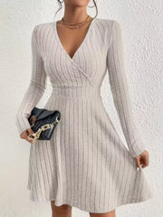 Ribbed Knit Wrap Mini Dress