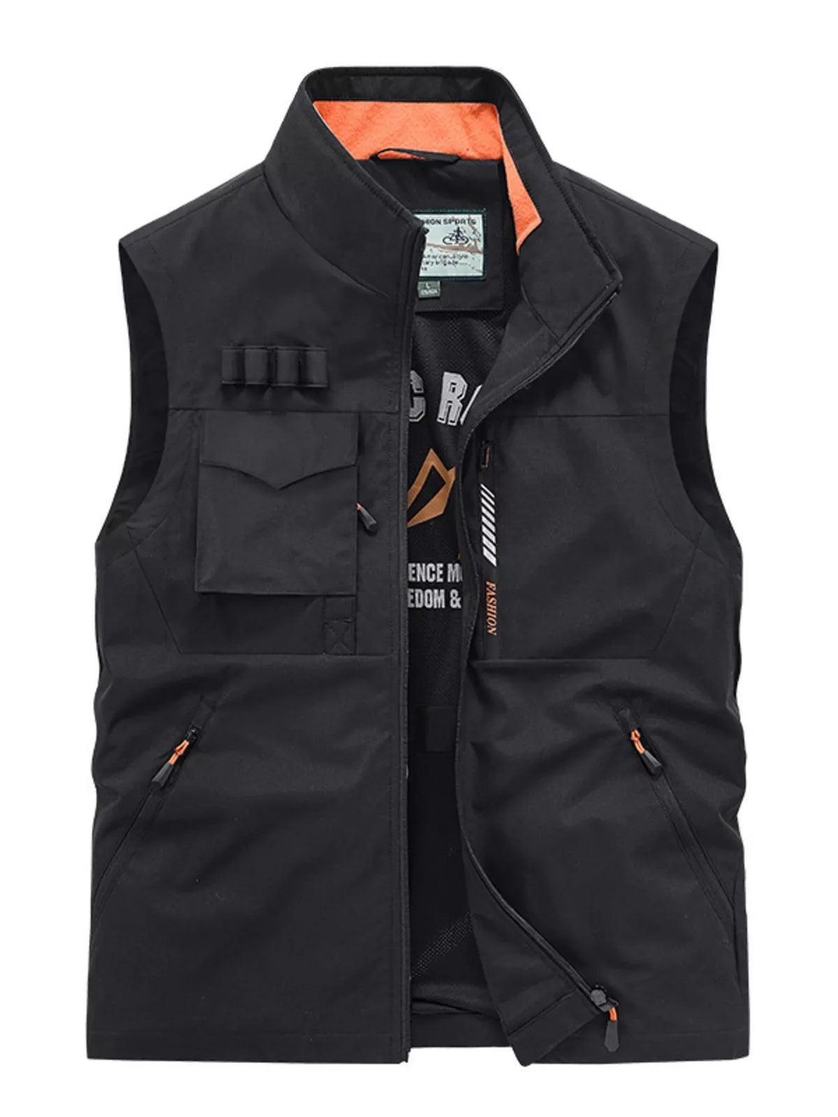 Men's Plus Size Multi-Pocket Zip Up Vest