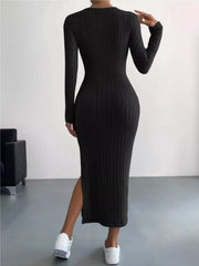 Full Size Ribbed Knit Bodycon Midi Dress Plus Size