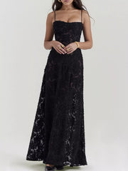 Spaghetti Strap Lace Maxi Gown