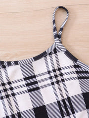 Children's Plaid Print Long Sleeve Dress Set