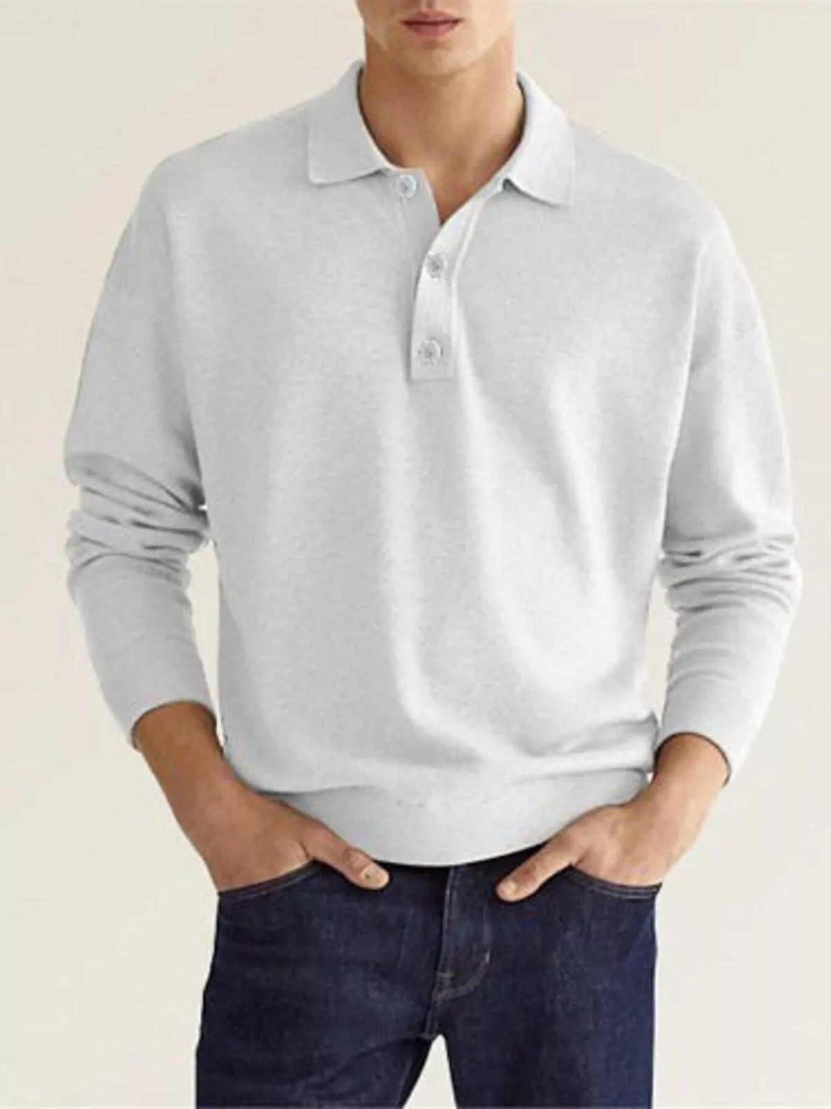 Men's Plus Size Long Sleeve Casual Polo Shirt
