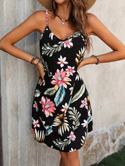 Plus Size Printed V-Neck Cami Dress