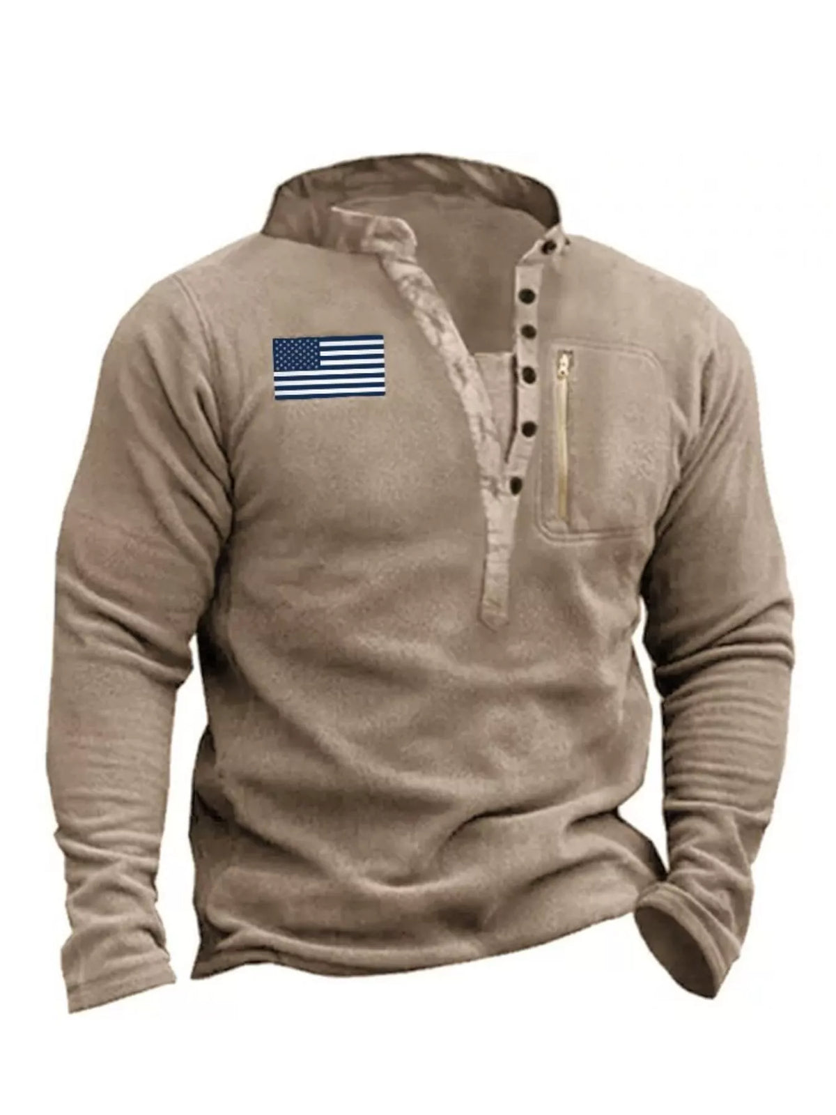 Men's Plus Size Button Detail Long Sleeve Sweatshirt