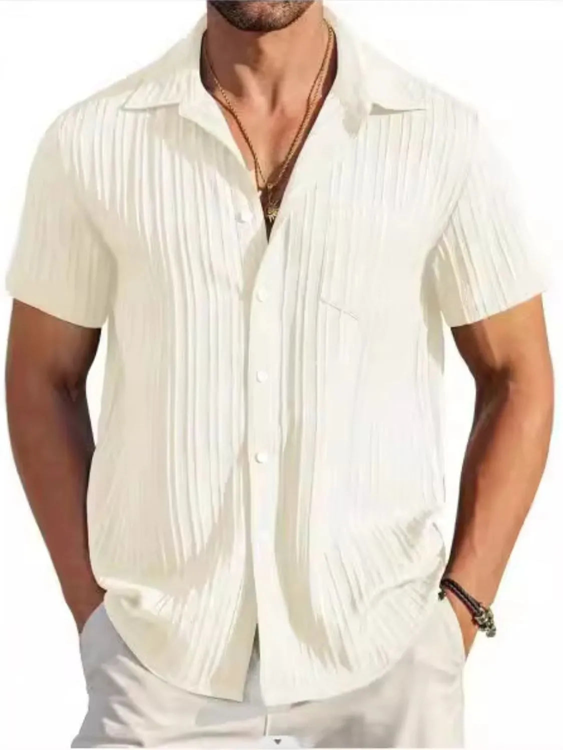 Men's Plus Size Short Sleeve Button-Down Shirt