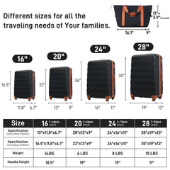 Hardshell Suitcase Set Of 4 Pieces, Lightweight 16 Inches, 20 Inches, 24 Inches, 28 Inches, Luggage Box- FREE USA SHIPPING