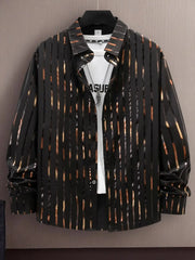 Men's Plus Size Striped Long Sleeve Button-Up Shirt