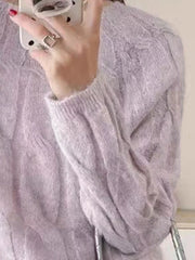 Soft Cable-Knit Round Neck Sweater