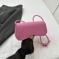 Solid Color PU Small Square Bag Shoulder Messenger Bag Handbag
