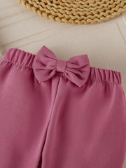 Children's Floral Applique Ribbed Top & Flare Leg Pants Set
