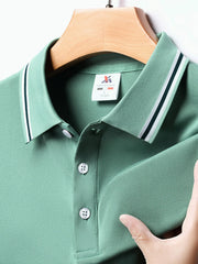 Men's Plus Size Classic Striped Collar Polo Shirt