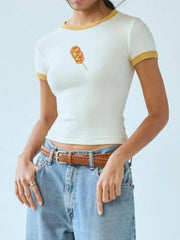 Casual Graphic Round Neck Tee Shirt