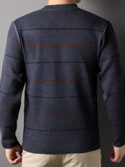 Men's Plus Size Striped Quarter Zip Knit Pullover
