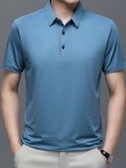 Men's Plus Size Textured Short Sleeve Polo