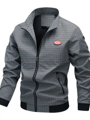 Men's Plus Size Plaid Lightweight Zip-Up Jacket