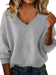 Full Size V-Neck Dropped Shoulder Sweater Plus Size