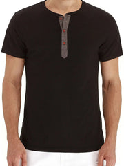 Men's Short Sleeve Henley Polo Shirt