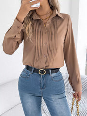 Pleated Front Long Sleeve Shirt