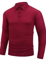 Men's Plus Size Button Neck Long Sleeve Henley Top