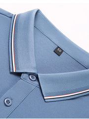 Men's Plus Size Classic Business Casual Striped Collar Polo Shirt