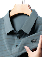 Men's Plus Size Classic Striped Golf Polo Shirt