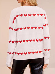 Heart Pattern Dropped Shoulder Sweater