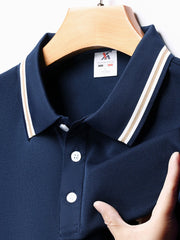 Men's Plus Size Classic Striped Collar Polo Shirt