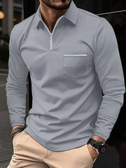 Plus Size Men's Smart Fit Long Sleeve Polo Shirt