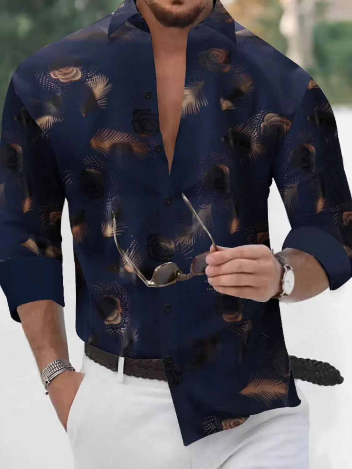 Men's Extended Size Full Sleeve Button-Up Shirt