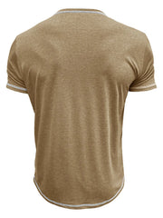 Men's Casual Henley Polo Shirt with Contrast Trim
