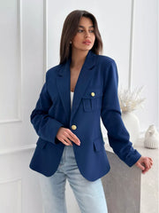Lapel Collar One Button Blazer