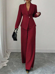 One Button Blazer and Pants Set