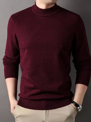Men's Plus Size Mock Neck Long Sleeve Sweater