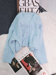 classic cable-knit button-front cardigan