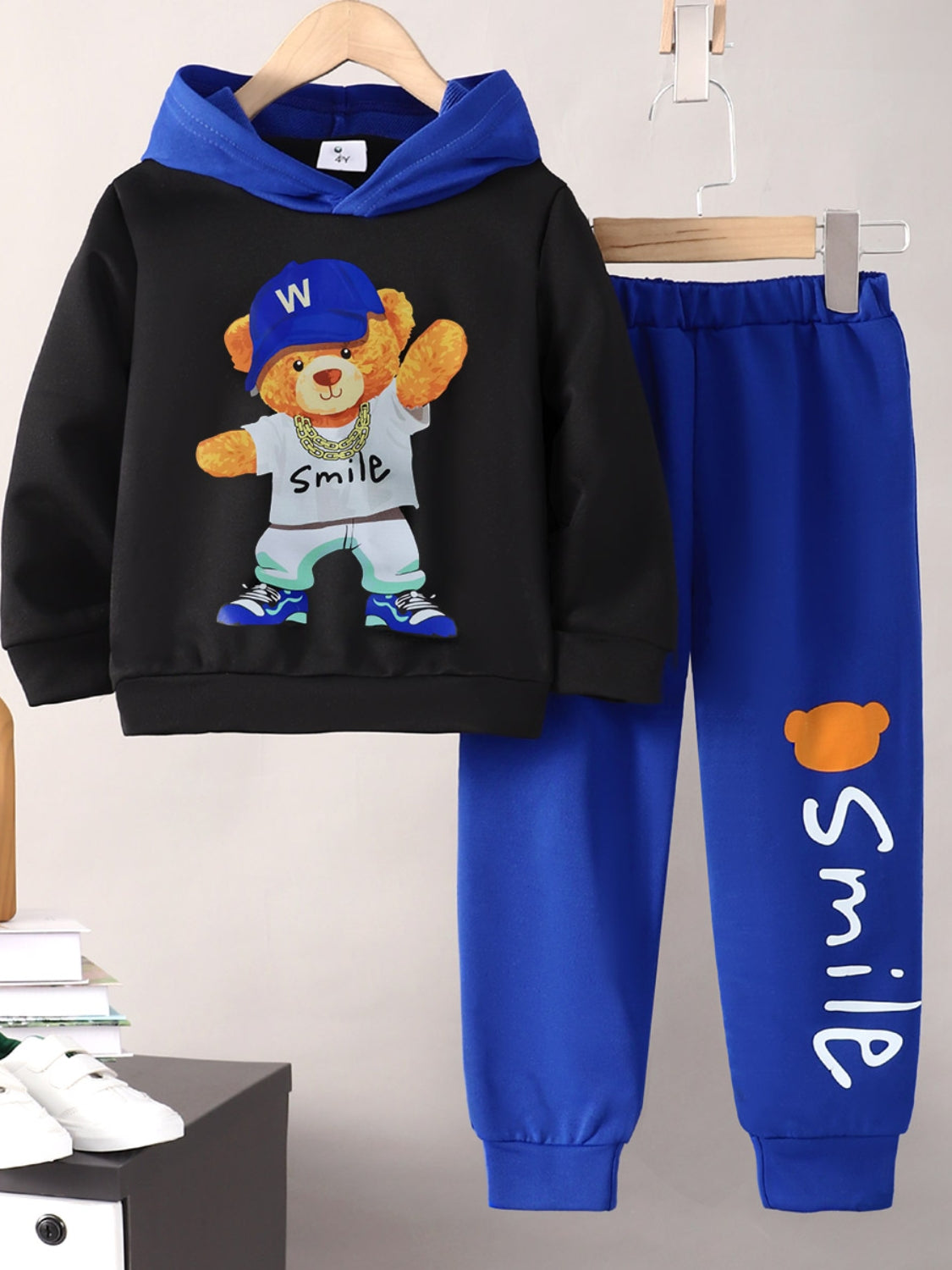 Children's Cartoon Graphic Hoodie and Pants Set