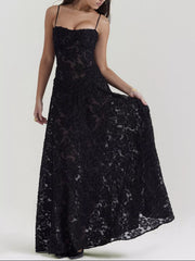 Spaghetti Strap Lace Maxi Gown