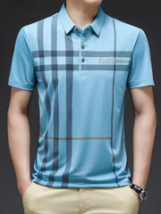 Men's Plus Size Plaid Pattern Short Sleeve Polo Shirt